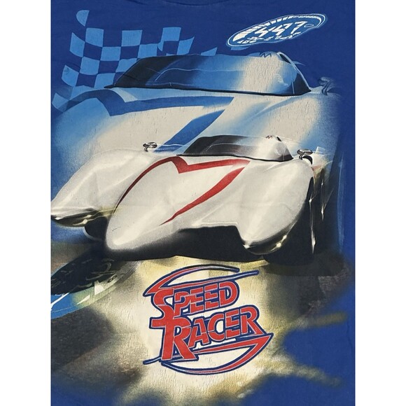 Vintage Speed Racer Shirt Youth Kid SL 14-16 Blue Graphic‎ Short Sleeve Y2K - Picture 2 of 5